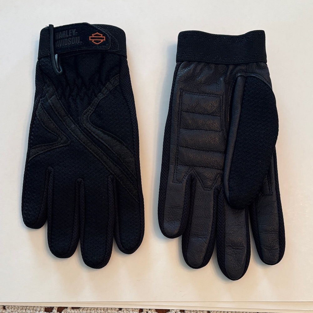 Harley-Davidson Black and Orange Motorcycle Gloves